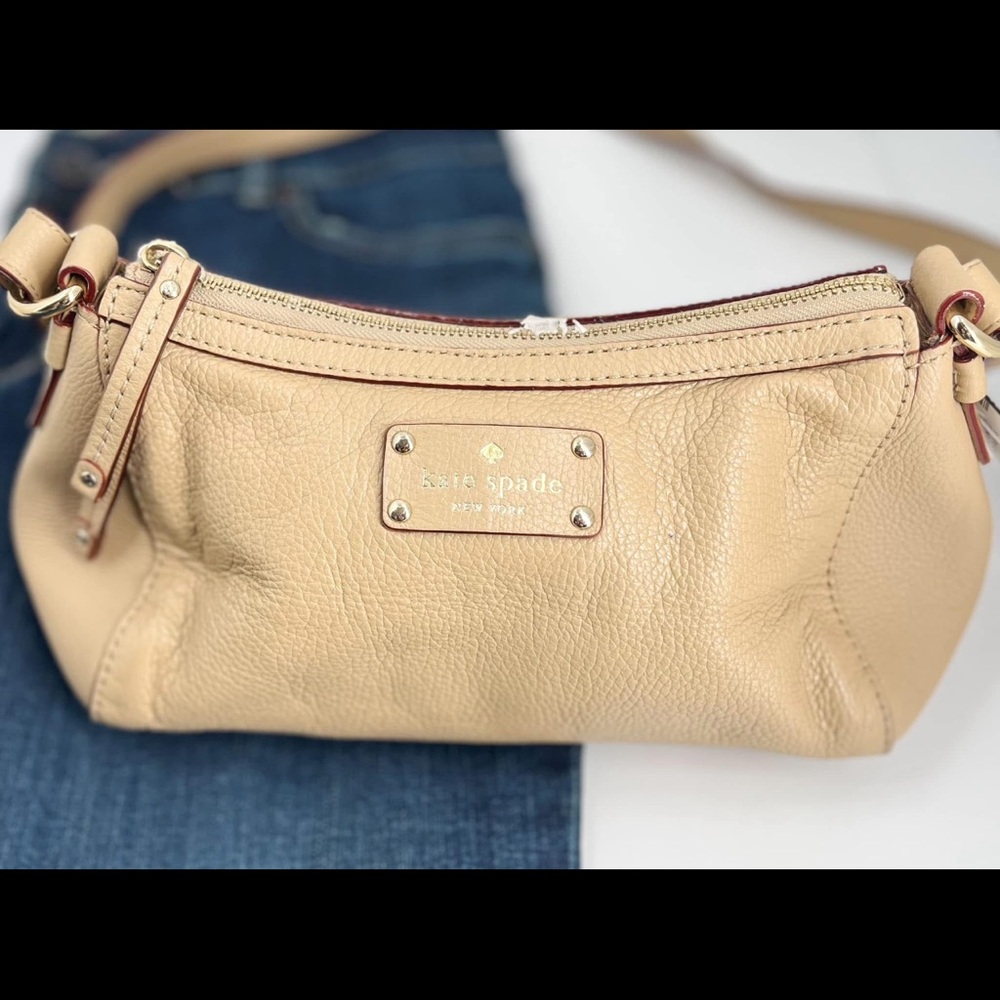 Cream color Kate spade. Great condition. Black and white polka dot inside. - Picture 2 of 5